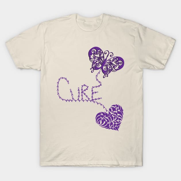 Lupus Awareness Gift Cure Fighter Survivor Purple Ribbon Cure Gifts T-Shirt by tamdevo1